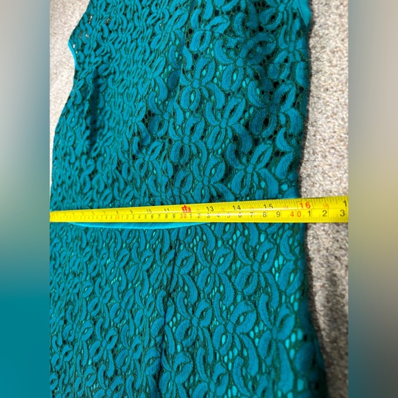 Coldwater Creek Turquoise Blue Mesh Lace Semi Formal Dress Size 10 Eyelet Lace - Picture 7 of 11